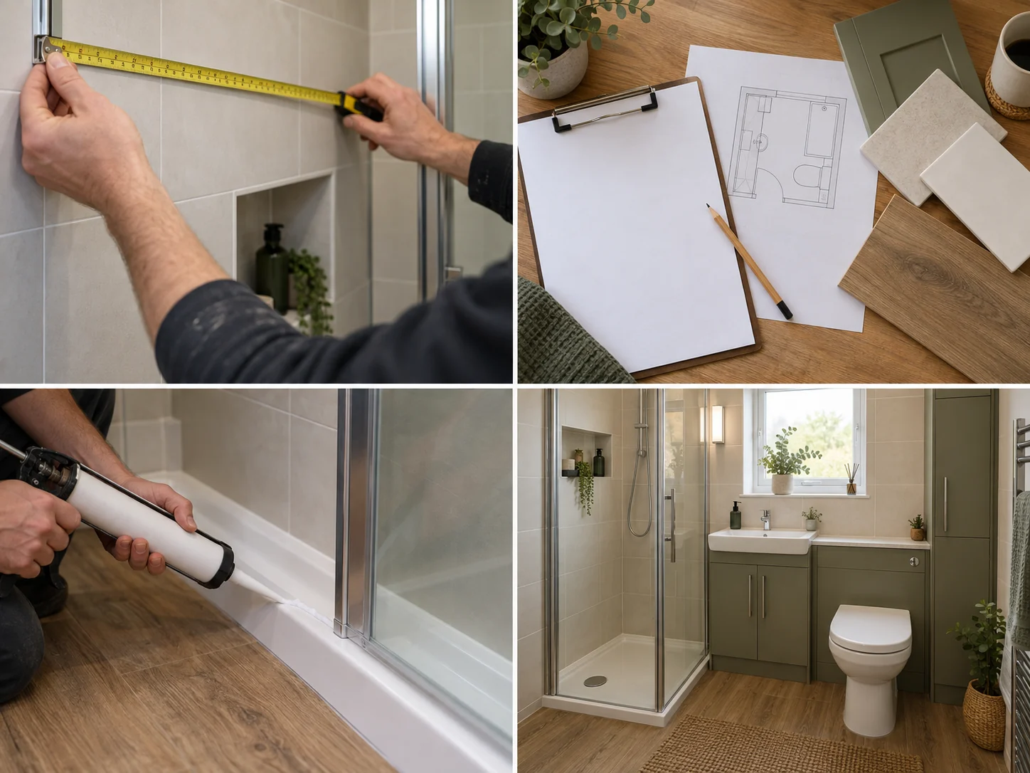 Compact modern shower room with vanity storage